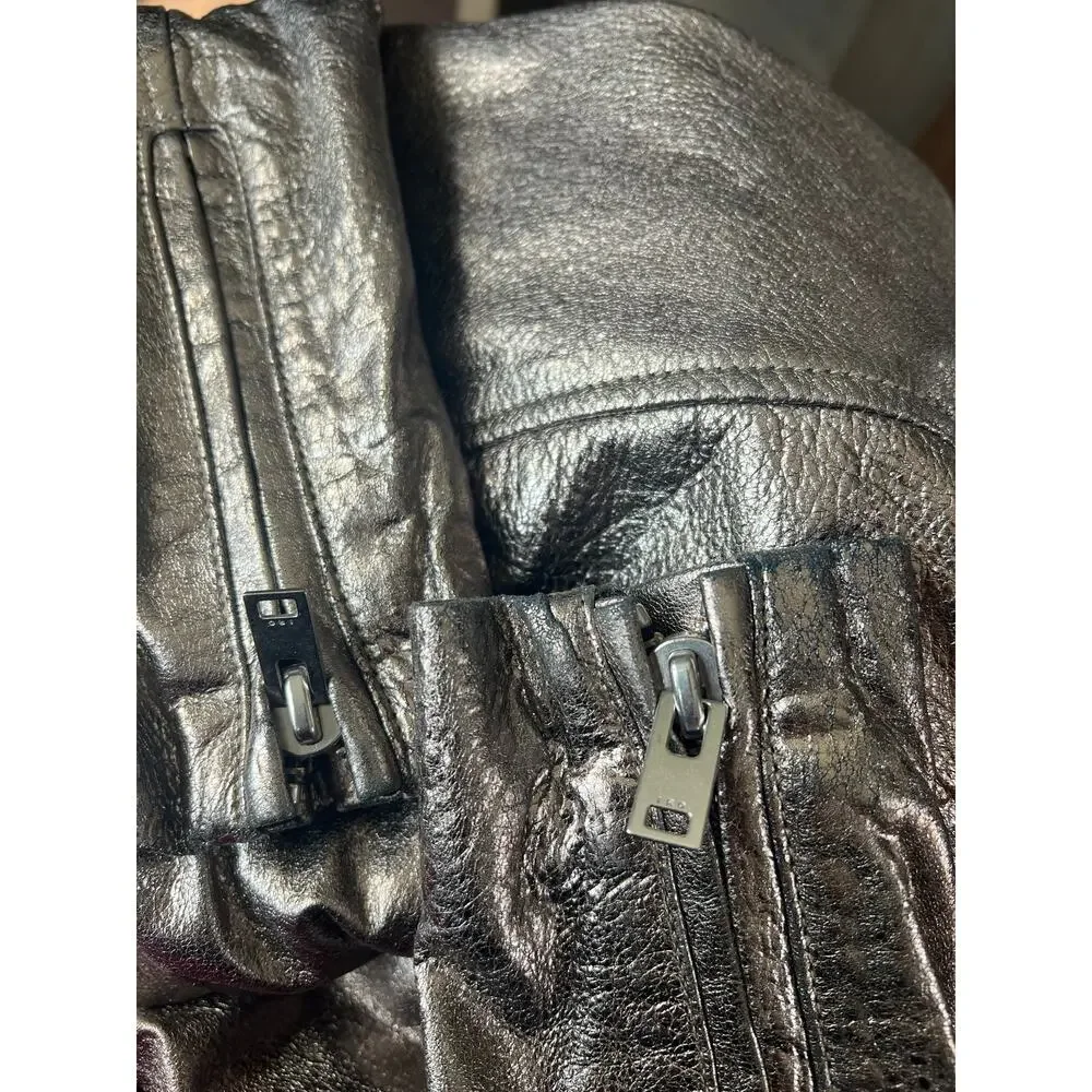 IRO‎ Luigaspe Leather Metallic Moto Jacket